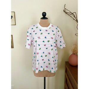 Vintage 90s Striped Floral T Shirt